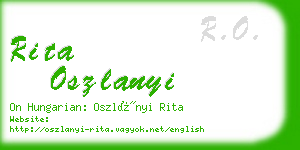 rita oszlanyi business card